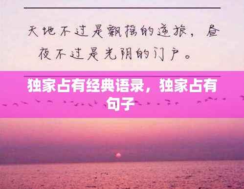 独家占有经典语录,独家占有句子
