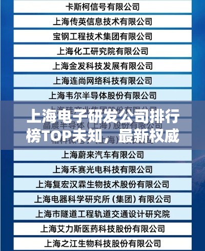 上海电子研发公司排行榜TOP未知,最新权威排名揭晓!