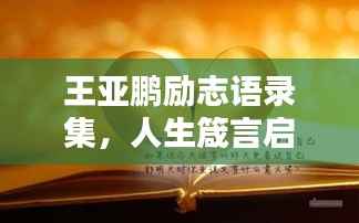 王亚鹏励志语录集，人生箴言启示心灵之路