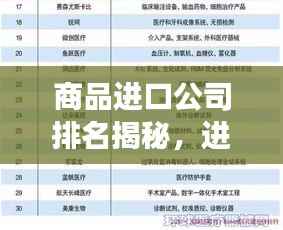 商品进口公司排名揭秘,进口行业的领军者榜单重磅出炉!