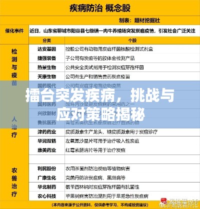 擂台突发疾病,挑战与应对策略揭秘