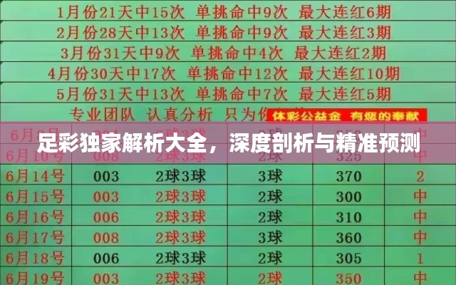足彩独家解析大全,深度剖析与精准预测