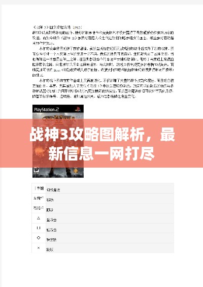 战神3攻略图解析,最新信息一网打尽