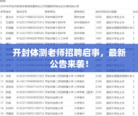 开封体测老师招聘启事,最新公告来袭!